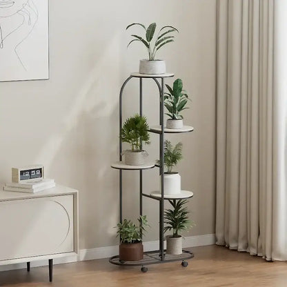 Modern gold 5 tier plant stand with wheels living room flower rack