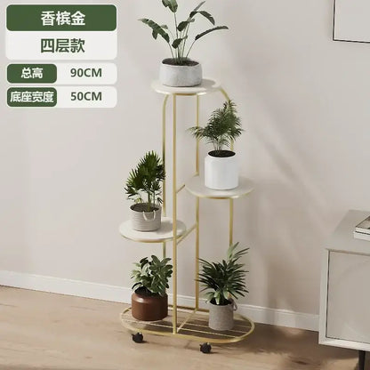 Modern gold 5 tier plant stand with wheels living room flower rack