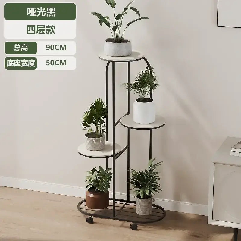 Modern gold 5 tier plant stand with wheels living room flower rack