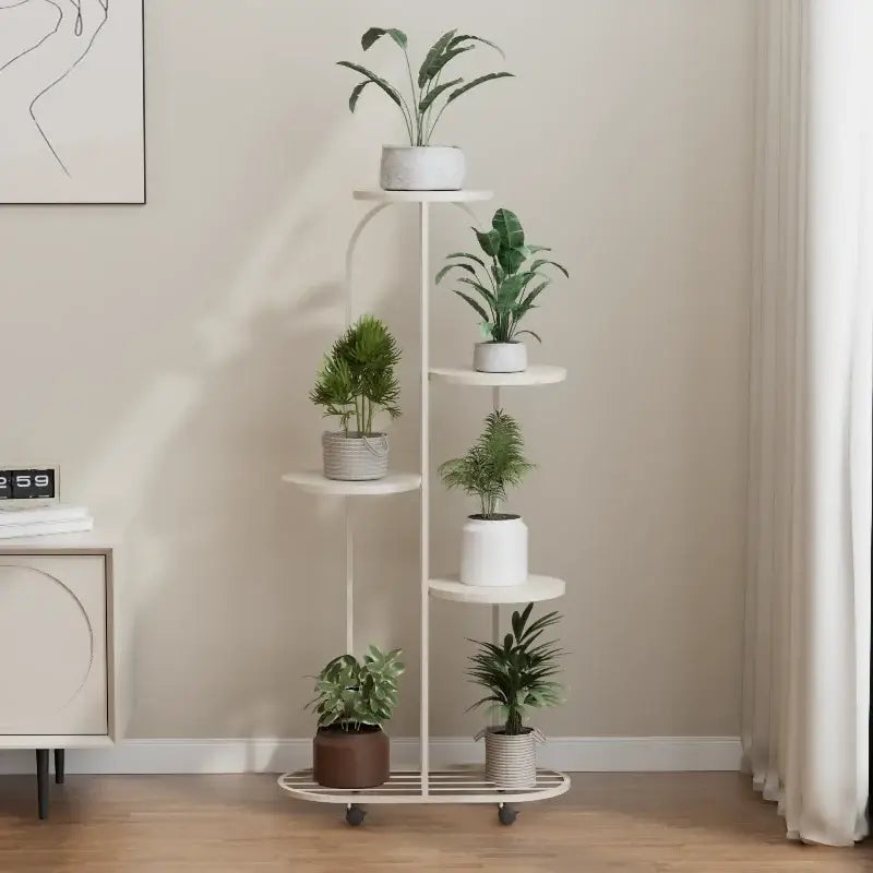 Modern gold 5 tier plant stand with wheels living room flower rack