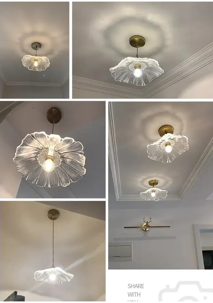 Green Leaf Ceiling Light flush mount with glass leaf shade and brass canopy Decorbites on Tampa Home & Garden Store