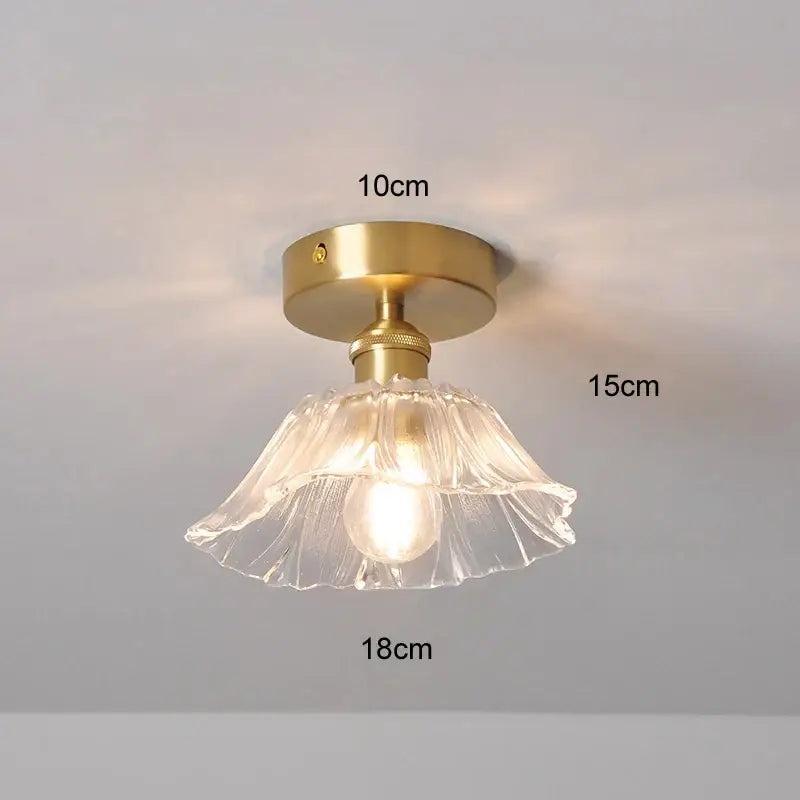 Green Leaf Ceiling Light flush mount by Decorbites with brass canopy and clear glass shade on Tampa Home & Garden Store