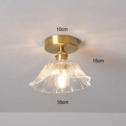 Green Leaf Ceiling Light flush mount by Decorbites with brass canopy and clear glass shade on Tampa Home & Garden Store