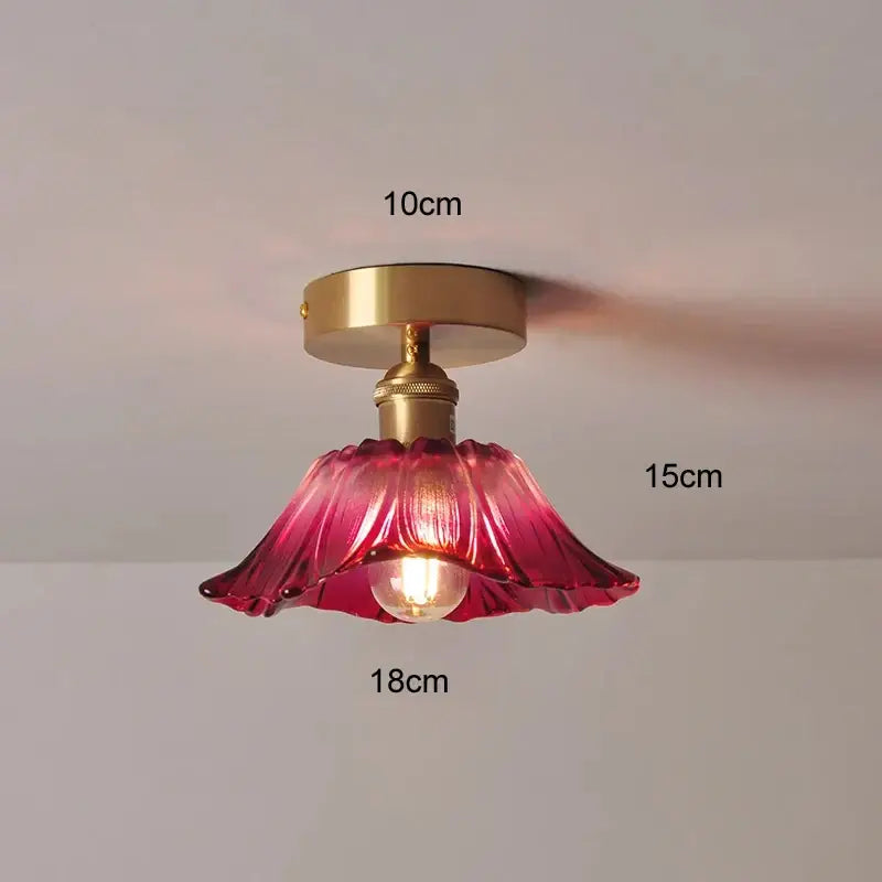 Green Leaf Ceiling Light flush mount with 18cm glass shade and brass canopy by Decorbites on Tampa Home & Garden Store