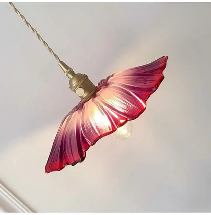 Green Leaf Ceiling Light pendant by Decorbites with pink glass leaf shade on Tampa Home & Garden Store