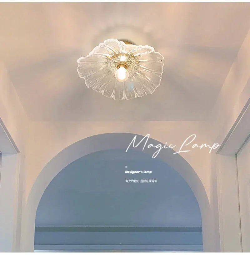Green Leaf Ceiling Light by Decorbites, flush mount with glass leaf shade and exposed bulb on Tampa Home & Garden Store