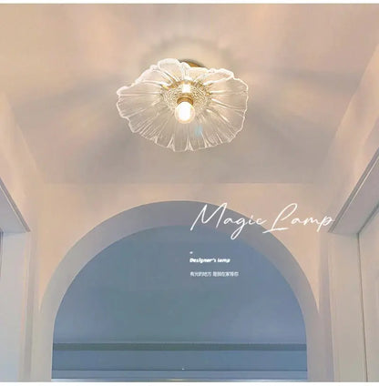 Green Leaf Ceiling Light by Decorbites, flush mount with glass leaf shade and exposed bulb on Tampa Home & Garden Store