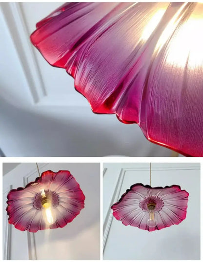 Green Leaf Ceiling Light flush mount with pink petal shade by Decorbites on Tampa Home & Garden Store
