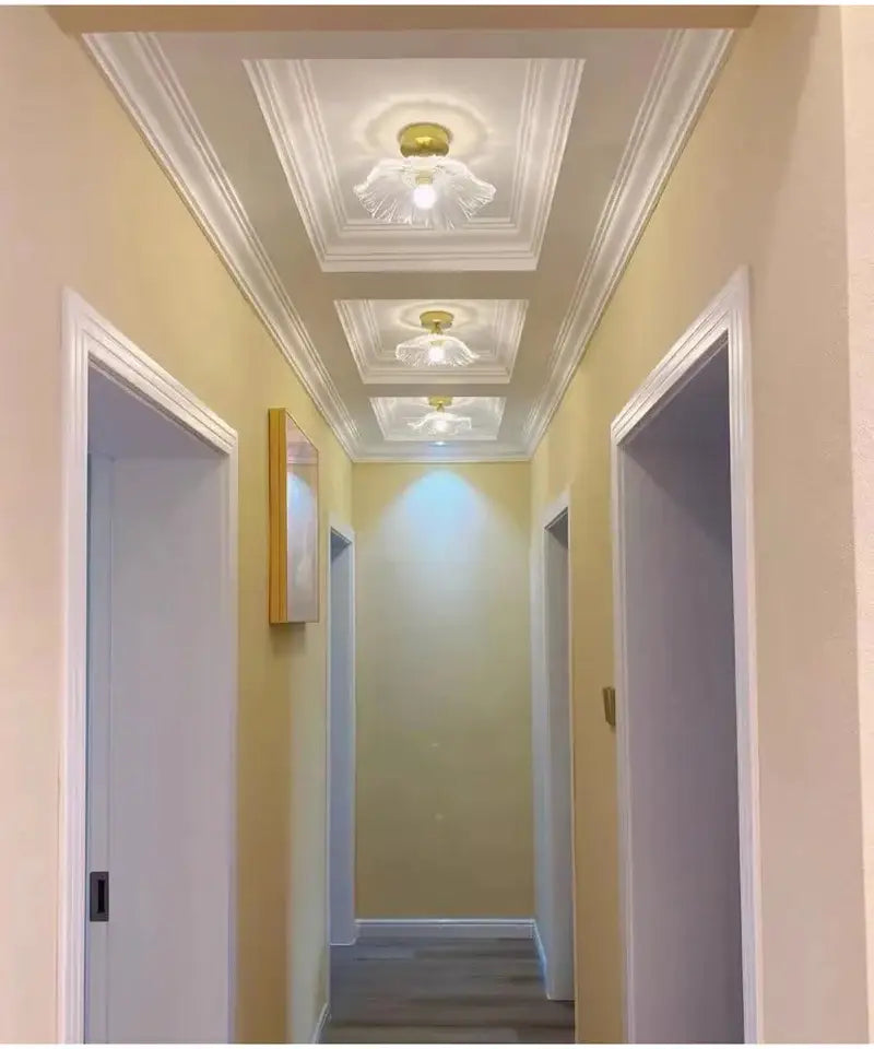 Green Leaf Ceiling Light flush mount with glass leaf shade in brass finish Decorbites 3 fixtures on Tampa Home & Garden Store