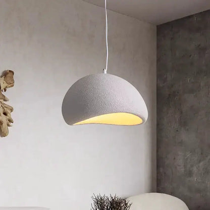 Decorbites modern gray and yellow dome pendant light with warm interior glow on Tampa Home & Garden Store