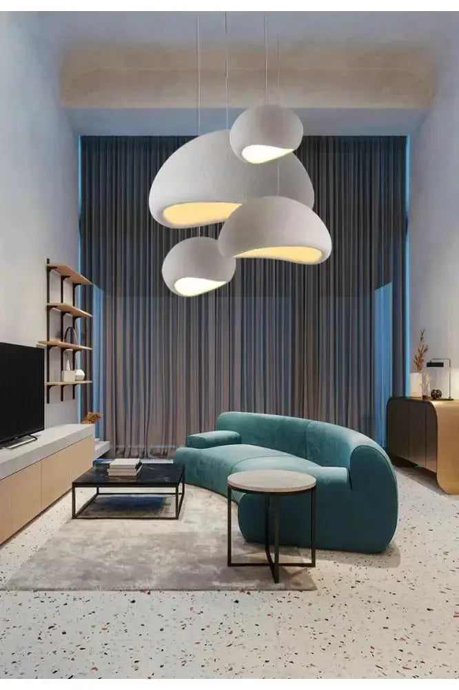 Modern gray and yellow dome pendant light cluster for dining rooms by Decorbites on Tampa Home & Garden Store