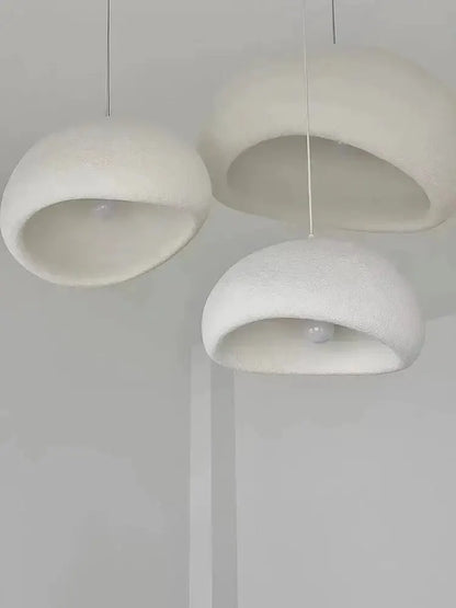 Decorbites dome pendant lights, white textured shades, trio chandelier warm light on Tampa Home & Garden Store