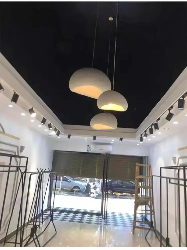 Decorbites gray and yellow dome pendant lights, 3 lights, warm glow on Tampa Home & Garden Store