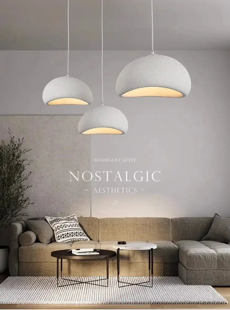 Modern gray dome pendant lights by Decorbites, 3-light set with warm amber glow on Tampa Home & Garden Store