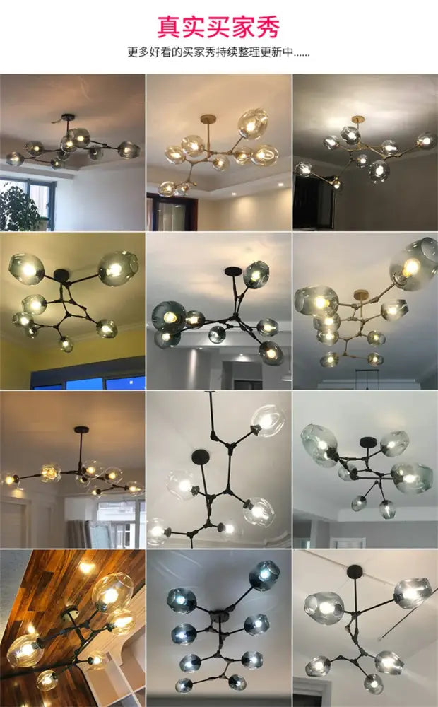 Gradient Blue Glass Chandelier by Decorbites, modern starburst ceiling light with glass globes on Tampa Home & Garden Store