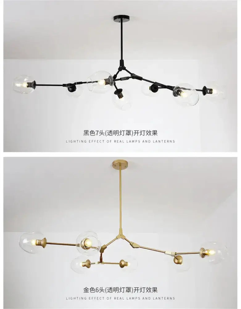 Nordic Glass Pendant Lamps Smoke Grey Dining Room