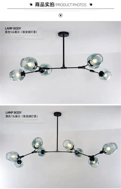 Nordic Glass Pendant Lamps Smoke Grey Dining Room