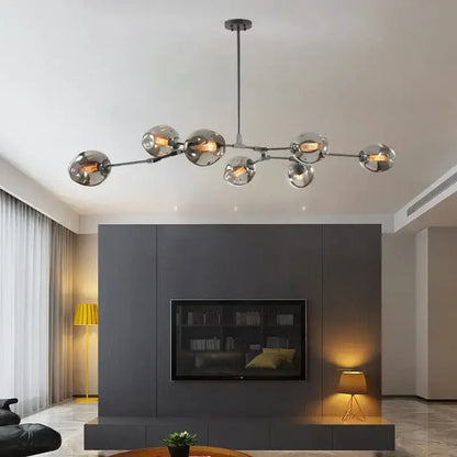 Nordic Glass Pendant Lamps Smoke Grey Dining Room