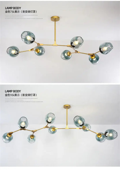 Nordic Amber Glass Chandelier by Decorbites with brass arms and amber glass globes on Tampa Home & Garden Store