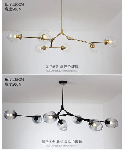 Nordic Amber Glass Chandelier pair with brass arms and clear glass globes by Decorbites on Tampa Home & Garden Store
