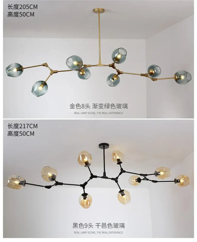 Gold Lustre Glass Chandelier by Decorbites, gold frame with glass globes; black version on Tampa Home & Garden Store