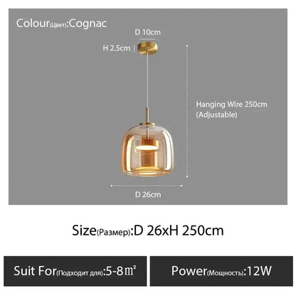 Amber Nordic Glass Pendant Lamp for Kitchen