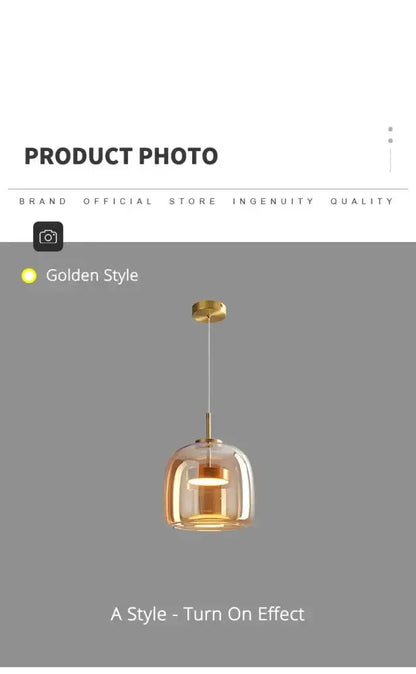 Amber Nordic Glass Pendant Lamp for Kitchen