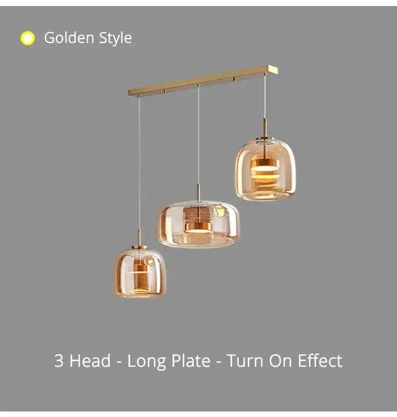 Amber Nordic Glass Pendant Lamp for Kitchen