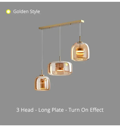 Amber Nordic Glass Pendant Lamp for Kitchen
