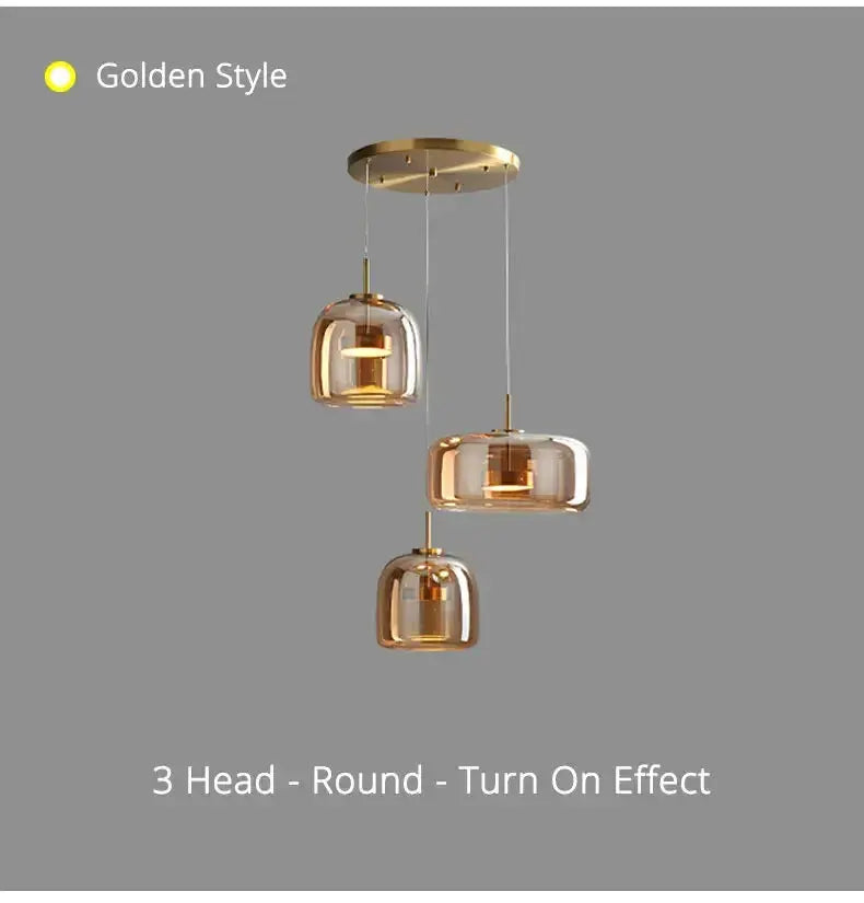 Amber Nordic Glass Pendant Lamp for Kitchen