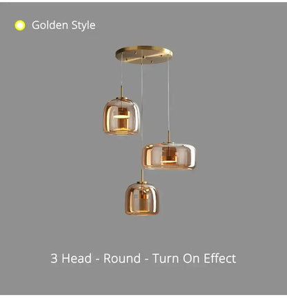 Amber Nordic Glass Pendant Lamp for Kitchen