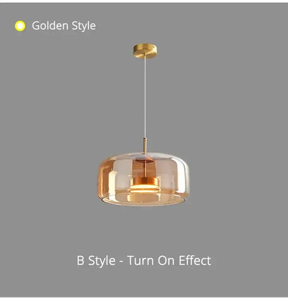 Amber Nordic Glass Pendant Lamp for Kitchen
