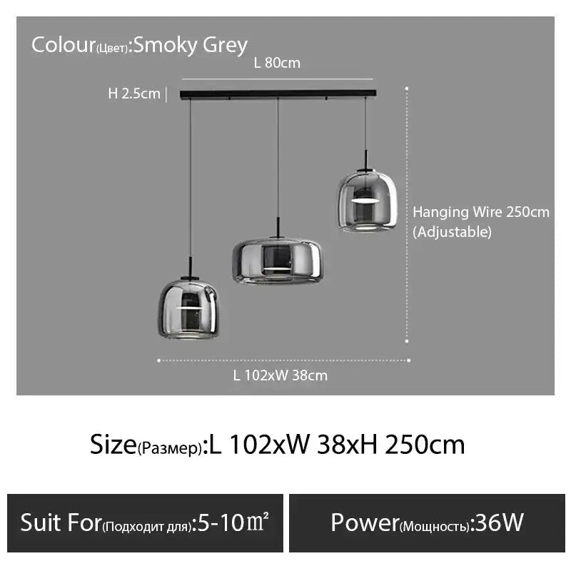 Amber Nordic Glass Pendant Lamp for Kitchen