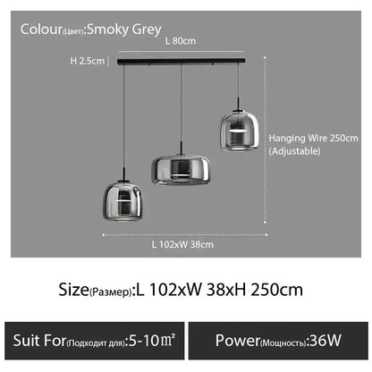 Amber Nordic Glass Pendant Lamp for Kitchen