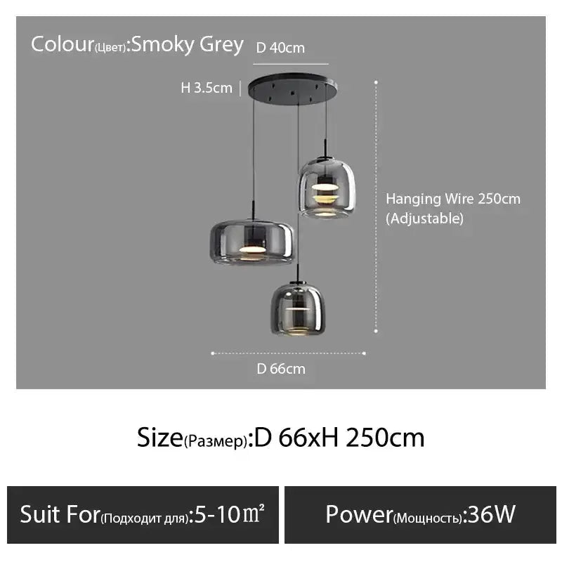 Amber Nordic Glass Pendant Lamp for Kitchen