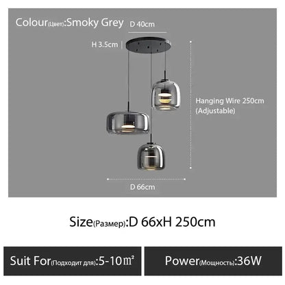 Amber Nordic Glass Pendant Lamp for Kitchen