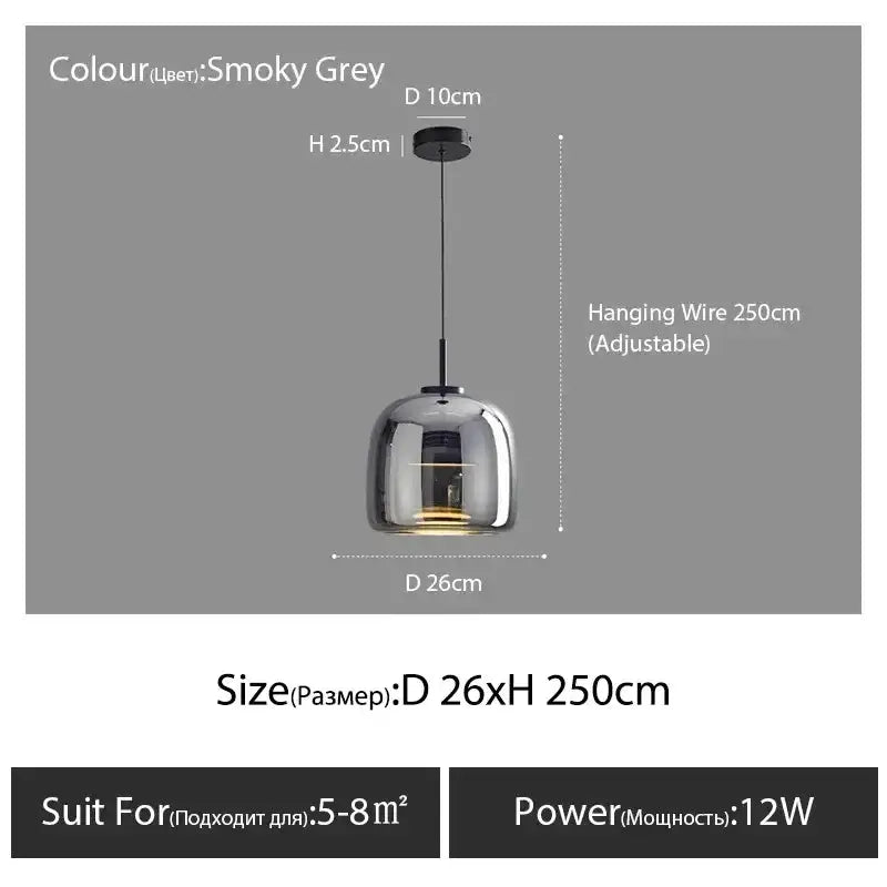 Amber Nordic Glass Pendant Lamp for Kitchen