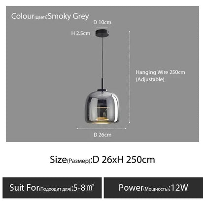 Amber Nordic Glass Pendant Lamp for Kitchen