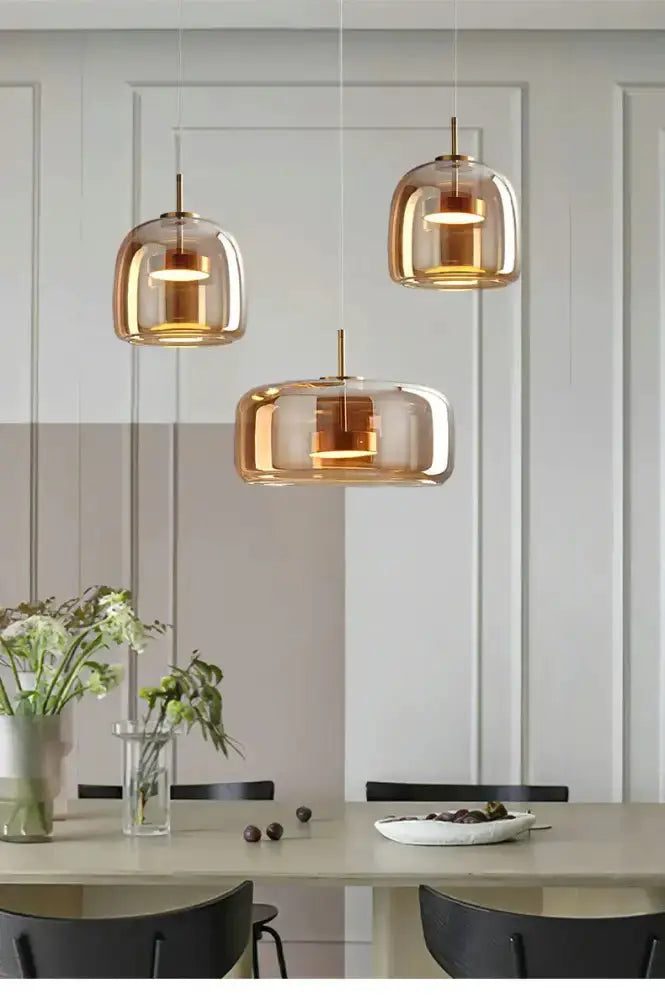 Amber Nordic Glass Pendant Lamp for Kitchen