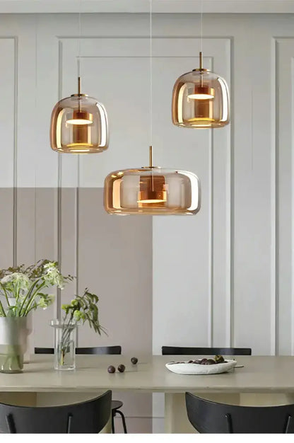 Amber Nordic Glass Pendant Lamp for Kitchen