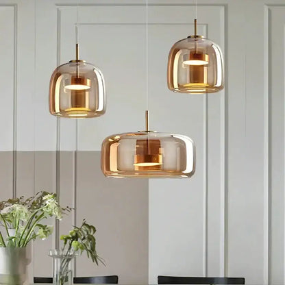 Amber Nordic Glass Pendant Lamp for Kitchen