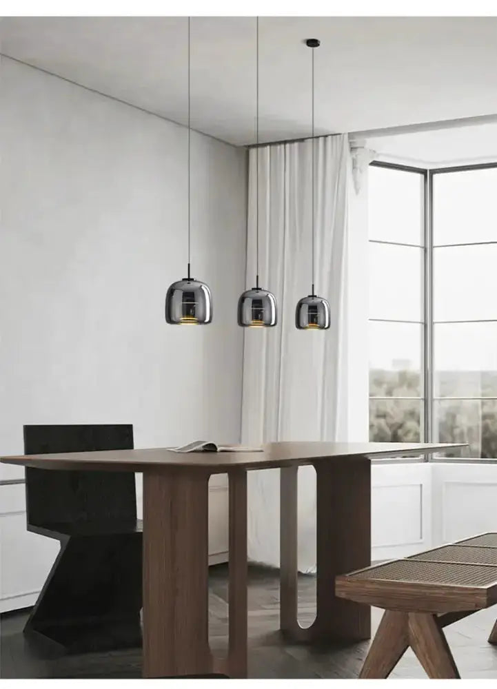Amber Nordic Glass Pendant Lamp for Kitchen