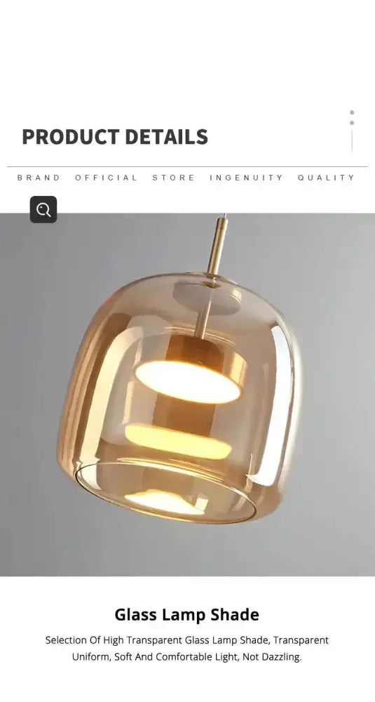 Amber Nordic Glass Pendant Lamp for Kitchen