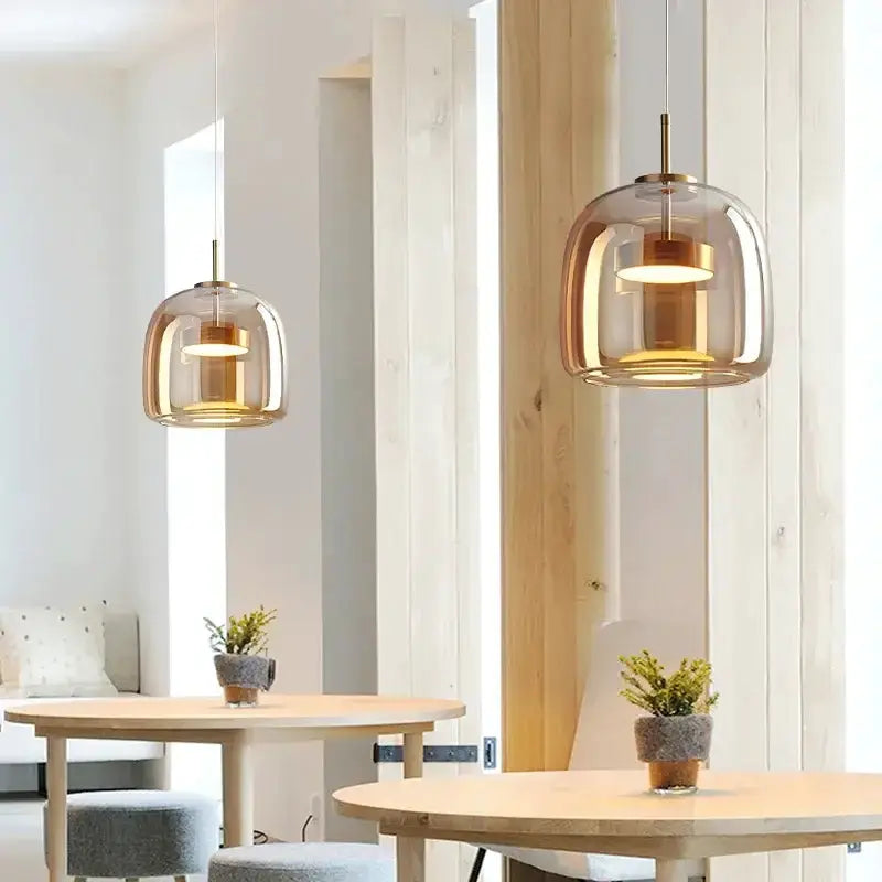 Amber Nordic Glass Pendant Lamp for Kitchen