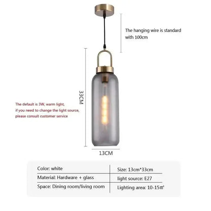 Modern smoked glass and brass pendant light by Decorbites, 13cm wide x 33cm tall, E27 on Tampa Home & Garden Store
