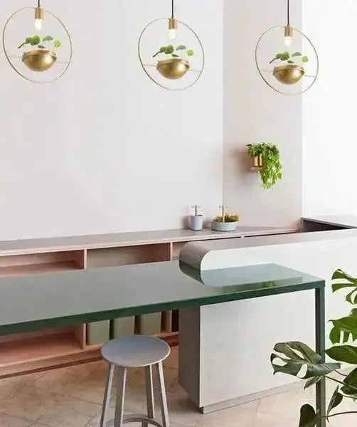 Modern Nordic gold planter pendant lights by Decorbites with circular rings set of three on Tampa Home & Garden Store