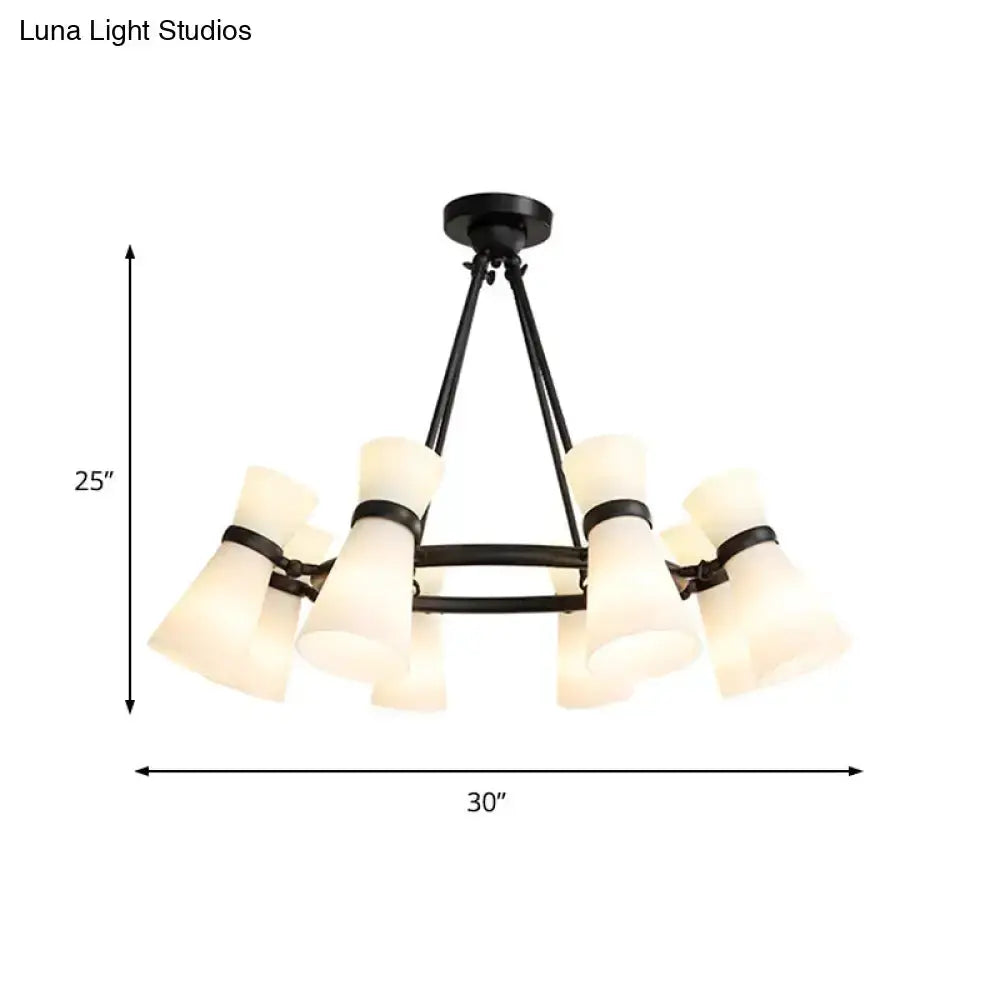 Modern black and gold wide flare pendant chandelier with 8 glass shades Decorbites on Tampa Home & Garden Store
