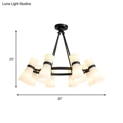 Modern black and gold wide flare pendant chandelier with 8 glass shades Decorbites on Tampa Home & Garden Store