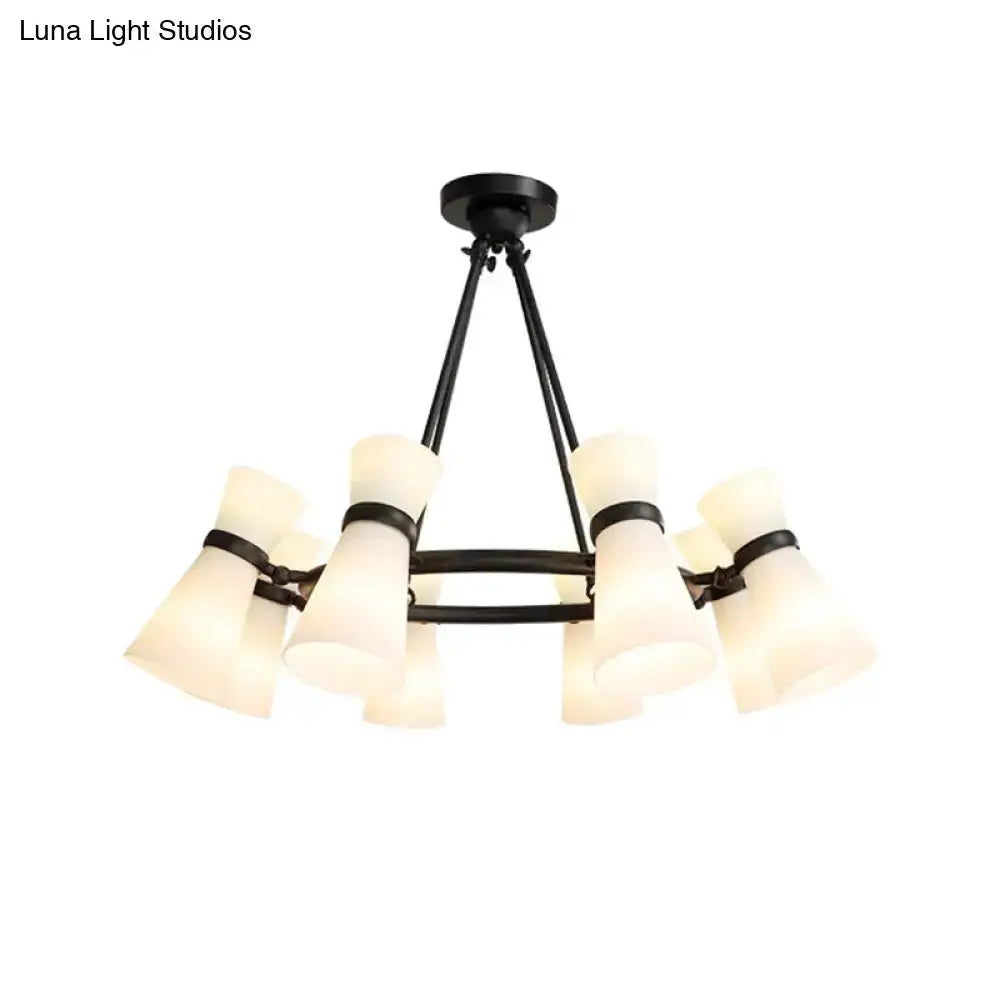 Decorbites modern black & gold wide flare pendant chandelier with frosted glass shades on Tampa Home & Garden Store