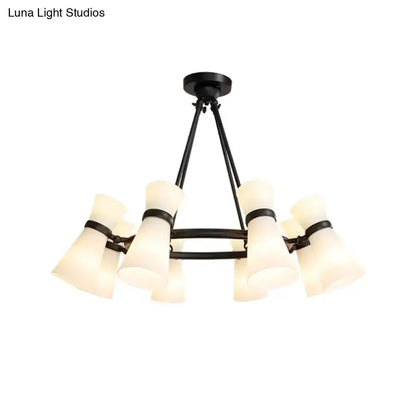 Decorbites modern black & gold wide flare pendant chandelier with frosted glass shades on Tampa Home & Garden Store